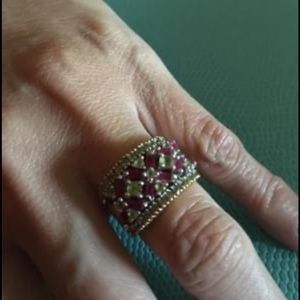 Ruby And Peridot Gold Band